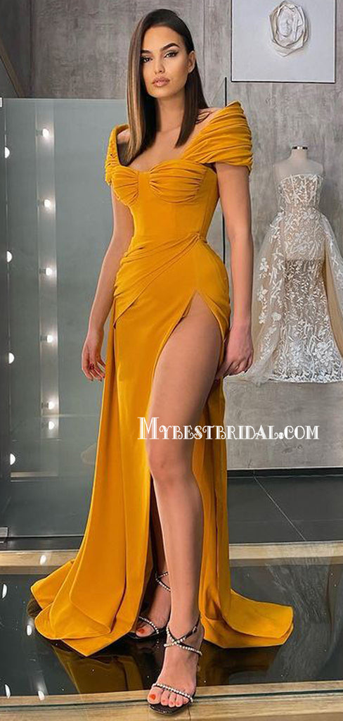 Neweat Sweetheart Mermaid Side Slit Simple Long Prom Dresses Online, PDS0222