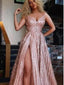 Spaghetti Strap A-Line Side Slit Long Prom Dresses,Cheap Prom Dresses,PDY0521