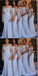 Mermaid Off-the-Shoulder Light Blue Bridesmaid Dresses,Cheap Bridesmaid Dresses,WGY0340