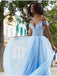 Spaghetti Straps Beaded Blue Long Prom Dresses ,Cheap Prom Dresses,PDY0439