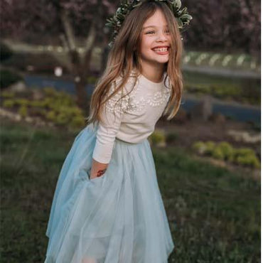 Two Piece Sky_Blue Tulle Flower Girl Dresses,Cheap Flower Girl Dresses ,FGY0243