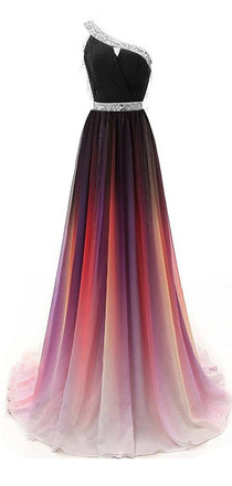 One Shoulder Beaded Chiffon Prom Dresses,Cheap Prom Dresses,PDY0550
