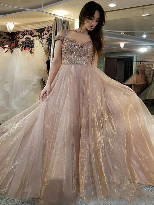 A-line Off-the-Shoulder Long Evening Dresses,Cheap Prom Dresses,PDY0636