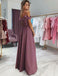 A-Line Spaghetti Straps Purple Satin Long Prom Dress With Split,Cheap Prom Dresses,PDY0533