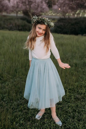 Two Piece Sky_Blue Tulle Flower Girl Dresses,Cheap Flower Girl Dresses ,FGY0243