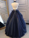Navy Blue Halter Appliques Backless Prom Dresses,Cheap Prom Dresses,PDY0641