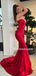 Sexy Sweetheart Mermaid Satin Red Long Prom Dresses PDS0293