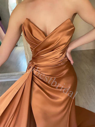 Elegant V-neck Sleeveless Side slit Sheath Prom Dresses,PDS0820