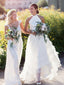 Elegant Halter A-line Tulle Open Back Long Wedding Dresses Online, WDS0089