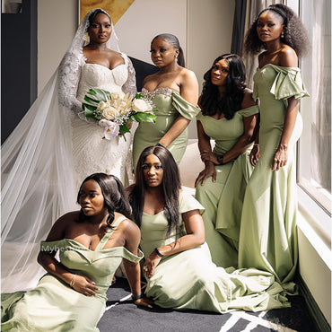 Mismatched Off-shoulder Sweetheart Mermaid Elegant Simple Pretty Long Bridesmaid Dresses,BDS0235