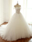 Off Shoulder Beaded A-line Lace Long Custom Cheap Wedding Dresses, WDY0173
