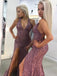 V-neck Beaded Purple Lace Long Prom Dresses,Cheap Prom Dresses,PDY0460