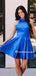 Halter A-line Satin Short Homecoming Dresses, HDS0058