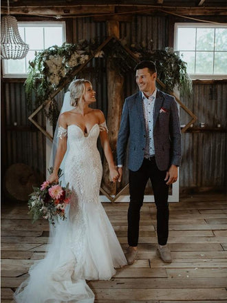 Off-The-shouder White Lace Wedding Dresses,Cheap Wedding Dresses, WDY0291