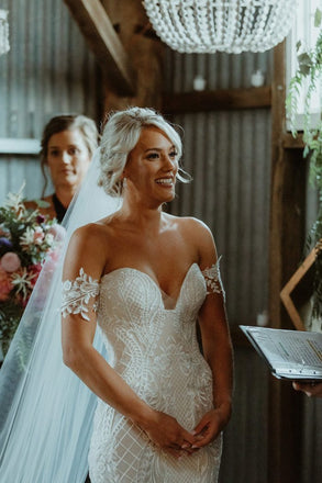 Off-The-shouder White Lace Wedding Dresses,Cheap Wedding Dresses, WDY0291