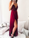 Spaghetti Straps Dark Red Long Prom Party Dress With Sequins,Cheap Prom Dress,PDY0394
