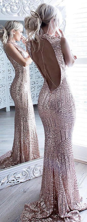 Mermaid Sparkle Beaded Sequins Bodice Backless Prom Dress For Senior Teens,Sexy Evening Dresses, PDY0178
