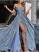 Elegant Off shoulder Sweetheart Side slit  A-line Prom Dresses,PDS0890