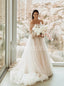 Elegant Off shoulder A-line Lace applique Wedding Dresses, WDY0266