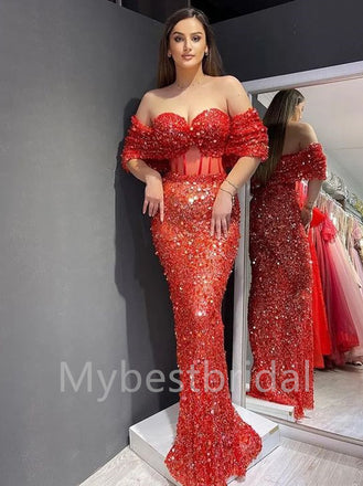 Sexy Sweetheart Off-shoulder Mermaid Simple Prom Dresses ,PDS0331