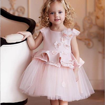 A-Line Round Neck Pink Tulle Flower Girl Dress ,Cheap Flower Girl Dresses ,FGY0217