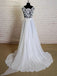 See Through V Neck  Simple Custom Cheap Beach Wedding Dresses, WDY0187