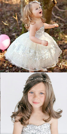 Sweetheart Light Champagne Lace Flower Girl Dress With Sequin,Cheap Flower Girl Dresses ,FGY0234