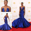 Elegant Royal Blue Satin Long Mermaid Celebrity Inspired Long Prom Dresses, BG0221