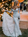 Sexy V-neck Off shoulder Long sleeves Mermaid Lace applique Wedding Dresses,WDY0338