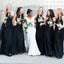 Halter Custom Chiffon Long Black Bridesmaid Dresses, WGY0252