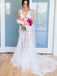 Sexy V-neck Mermaid Lace applique Wedding Dresses, WDY0243