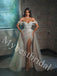 Elegant V-neck Off shoulder Side slit Sheath Long Prom Dress,PDS1046