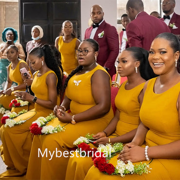 Scoop Mermaid Floor-length Elegant Simple Long Bridesmaid Dresses, BDS0263