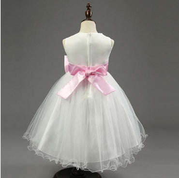 Ivory Online Princess Flower Girl Dresses, Weding Little Girl Dresses with Pink Bow, FGY0139