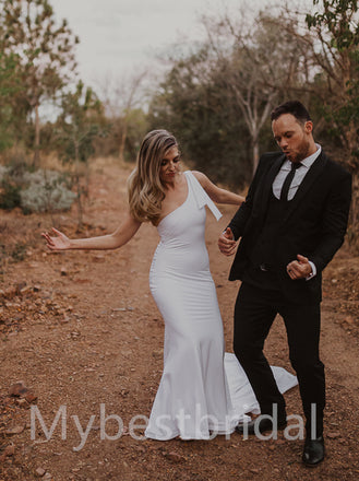 Simple One-shoulder Mermaid Elegant Wedding Dresses,  WDY0232