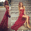 Sweetheart See Through Sext Red Lace Side Slit Long Prom Dresses, BG0244