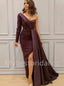 Elegant One shoulder Side slit A-line Prom Dresses, PDS0546