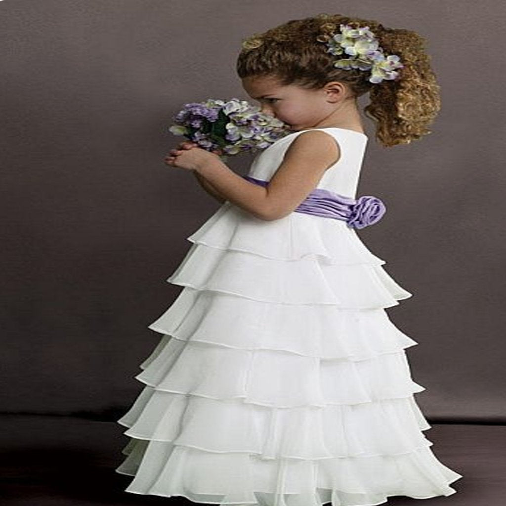 Sweet Beginnings Tiered Chiffon Flower Girls Dress , Bridesmaid Princess Dress Ballgown,FGY0143