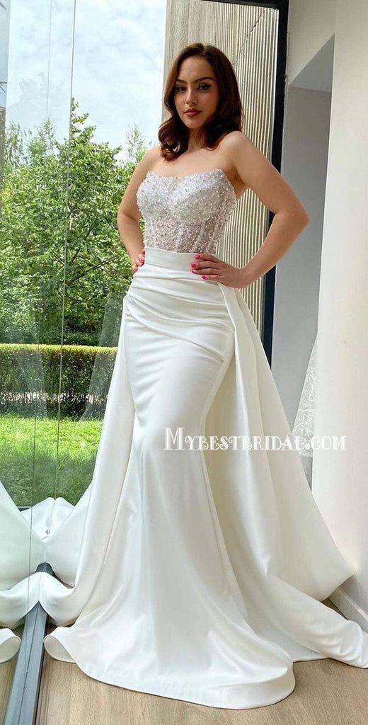 Sexy Sweetheart Lace Sequin Mermaid With Train Wedding Dresses Online, WDY0245
