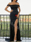 Elegant Off shoulder Side slit Sheath Prom Dresses,PDS0795