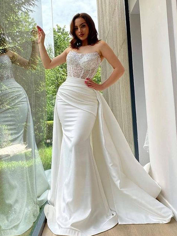 Sexy Sweetheart Lace Sequin Mermaid With Train Wedding Dresses Online, WDY0245