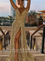 Sexy Jewel Side slit A-line Prom Dresses,PDS0577