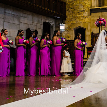 One-shoulder A-line Floor-length Elegant Simple Long Bridesmaid Dresses, BDS0264