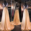 V-neck High Waist Rhinestone Long A-line Elegant Backless Chiffon Prom Dresses, BG0261
