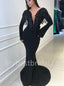 Elegant V-neck Long sleeves Mermaid Prom Dresses, PDS0534