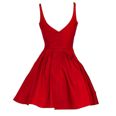 Short Cheap V Neck Simple Red Homecoming Dresses Under 100, BDY0245