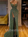 Sexy V-neck Spaghetti straps Side slit Mermaid Prom Dresses , PDS0396