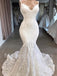 Sexy V-neck Spaghetti straps Mermaid Lace applique Wedding Dresses, WDY0300