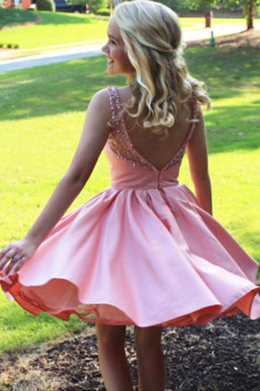 Pink Illusion Cute Pink Short Cheap Homecoming Dresses Online, BDY0343