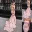 Simple Strapless Long Mermaid Pink Jersey Prom Dresses, BG0272